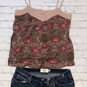 Lucky Brand Boho Floral & Embroidered Halter Sz XS